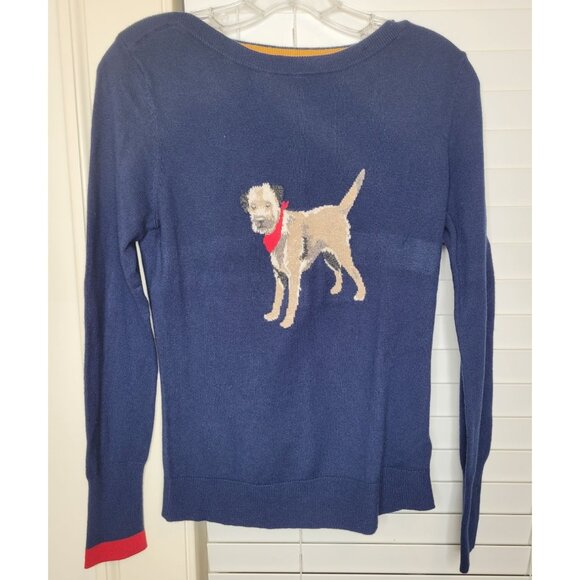 Joules Sweaters - Joules Womens Dog Print Sweater Jumper Navy Blue XS Classic Preppy Academia